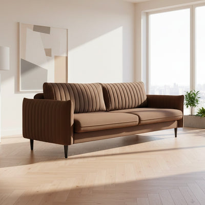 Divano Abra marrone chiaro Milano 05 3 posti funzione letto