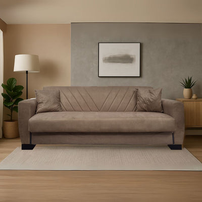 Divano letto Rianna 3 posti con contenitore in tessuto Oguzcan 07 brown