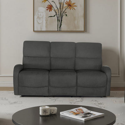 Divano Potter 3 posti recliner manuale in tessuto Mia 103-27 grigio scuro