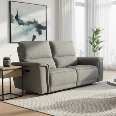 Divano recliner 3 posti Velveta elettrico in tessuto L008 grigio