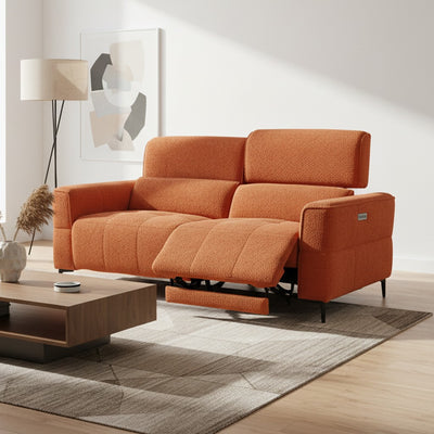 Divano recliner Luxora 3 posti elettrico in tessuto E006 aragosta