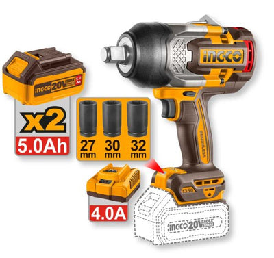 Avvitatore ad Impulsi 20V da 3/4P. c/2 Batterie da 5.0ah 1350N.m