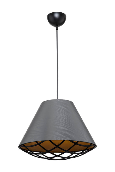 Lampada da soffitto Ayda ASZ1560 con paralume in PVC effetto tessuto antracite