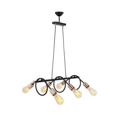 Lampada da soffitto Derbent MDL3938 in metallo nero con sei porta lampade