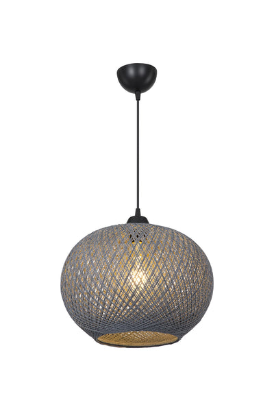 Lampada da soffitto Yumak MDL4745 con paralume in corda antracite