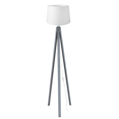 Lampada da terra DECOGRI3565 con piantana grigia e paralume in PVC effetto tessuto bianco