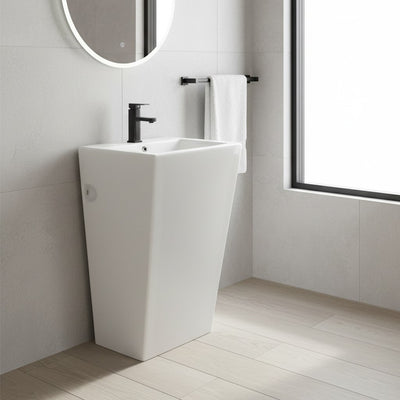 Lavabo freestanding LAV303 in ceramica 53x46.5x86.5 cm bianco