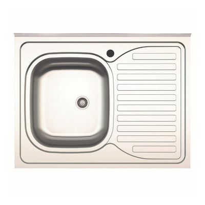 Lavello da appoggio SA30 una vasca con gocciolatoio destro 80x60cm. inox