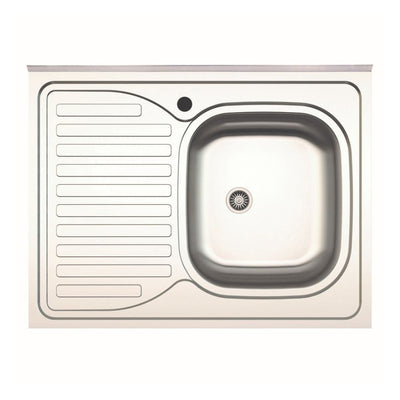 Lavello da appoggio SA30 una vasca con gocciolatoio sinistro 80x60cm. inox