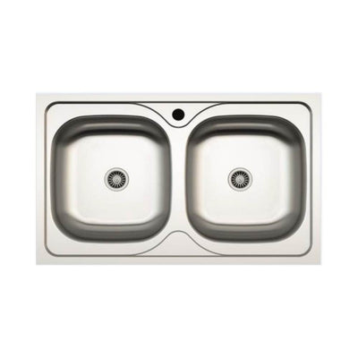 Lavello incasso cucina MP862V acciaio 86x50 cm due vasche