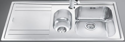 Lavello Smeg LE102S2 inox 1 + 1/2 vasca con gocciolatoio sinistro 100x50 cm.