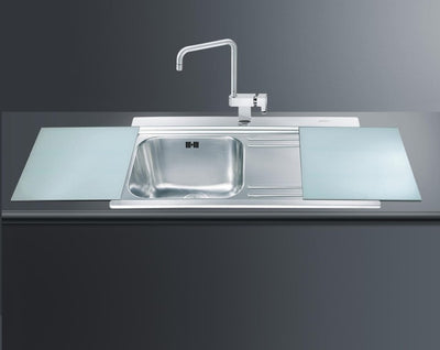 Lavello Smeg LI91SGD 90x50 cm 1 vasca con gocciolatoio a destra con vetri silver