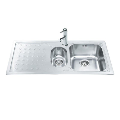 Lavello Smeg LV100S3 1 vasca + 1/2 con gocciolatoio sinistro 100x50 cm inox