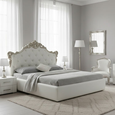 Letto matrimoniale Savoia bianco con contenitore