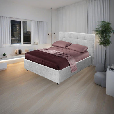 Letto una piazza e mezza Ascoli contenitore in tessuto Enjoy 20 grigio chiaro