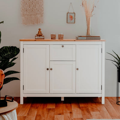 Madia Bergen57 con 3 ante e 1 cassetto bianco e top artisan oak