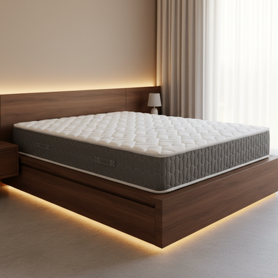 Materasso matrimoniale Palladio con bordo grigio 160x190x25 H cm. in schiuma poliuretanica e memory non sfoderabile