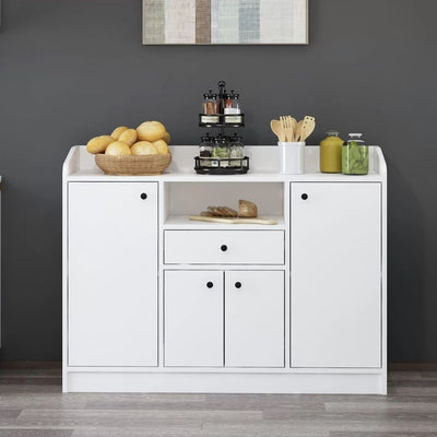 Mobile multiuso Arina con 4 ante 1 cassetto e nicchia a giorno colore bianco