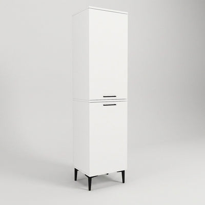Mobile multiuso Singa con cesto porta biancheria colore bianco