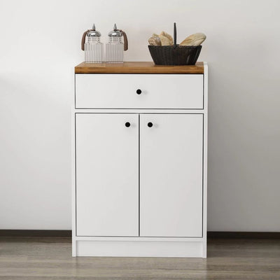 Mobile multiuso Viola con 2 ante e 1 cassetto colore bianco con top rovere scuro