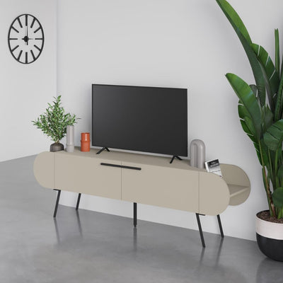 Mobile porta tv Capsule con due ante a ribalta e ripiani laterali colore cashmere