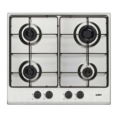 Piano cottura Samet Circe2 a gas 4 fuochi da incasso inox con manopole nere