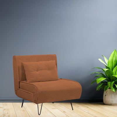 Poltrona letto Quarzo senza braccioli colore ruggine con piedini in metallo