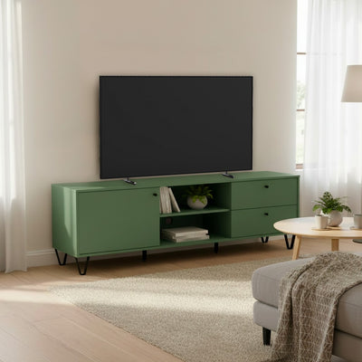 Porta TV Aldo1 con un'anta 2 cassetti e due vani a giorno colore verde
