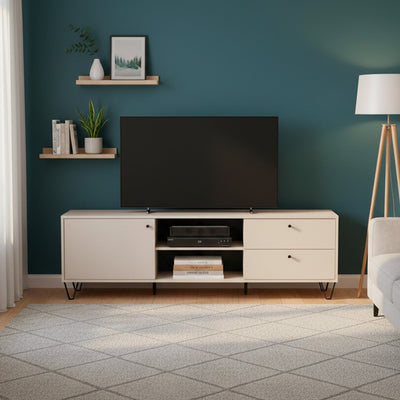 Porta TV Aldo1 con 2 cassetti un'anta e due vani a giorno colore cashemere