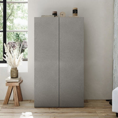 Scarpiera Brex bassa con 2 ante e 5 ripiani colore ghisa e pietra