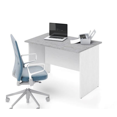 Scrivania Ibisco 80x80x74H cm. colore struttura bianco frassinato colore piano cemento