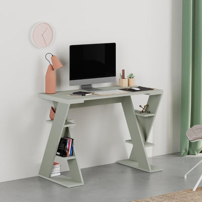 Scrivania Papillon 106 cm. struttura con mensole a giorno colore ash green