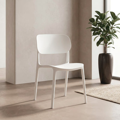 Sedia in polipropilene Loop con schienale ergonomico con apertura colore bianco set 4 pezzi
