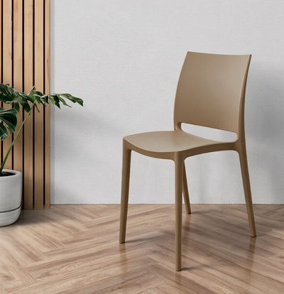 Sedia in polipropilene Sfera con design ergonomico colore taupe set 4 pezzi