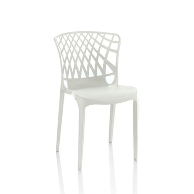Sedia Logan polipropilene bianca schienale avvolgente traforato set 4 pezzi