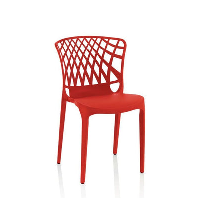 Sedia Logan polipropilene corallo schienale avvolgente traforato set 4 pezzi