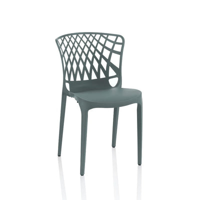 Sedia Logan polipropilene grigio metal schienale avvolgente traforato set 4 pezzi