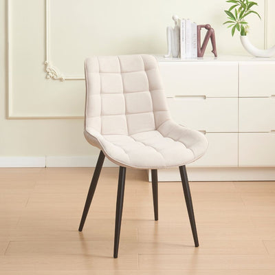 Sedia Mika con seduta in tessuto KSR 2 beige e struttura in metallo nero set 4 pezzi