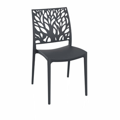 Sedia Tree in polipropilene rinforzata con fibra di vetro colore grigio metal set 4 pezzi