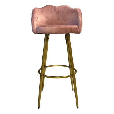 Sgabello Orel in velluto rosa con gambe dorate opache