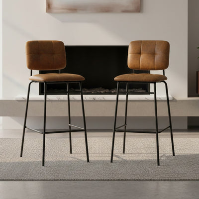 Sgabello Ross in tessuto color ruggine con gambe nere