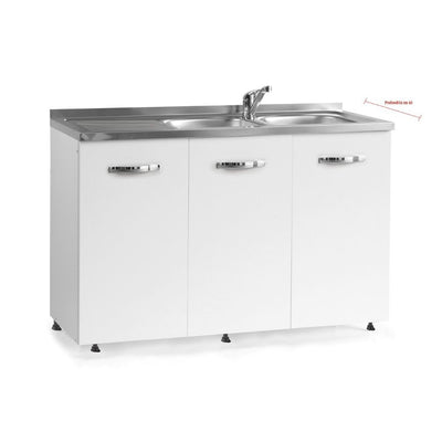 Sottolavello 120x60x82H cm 3 ante colore bianco frassinato lavello gocciolatoio sinistro incluso
