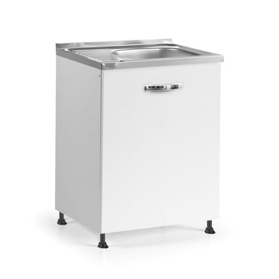 Sottolavello 60x60x82H cm un'anta colore bianco frassinato lavello incluso