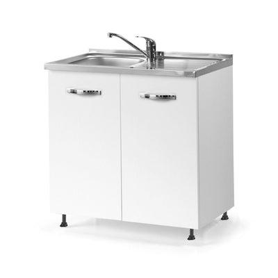 Sottolavello 80x60x82H cm 2 ante colore bianco frassinato lavello gocciolatoio destro incluso