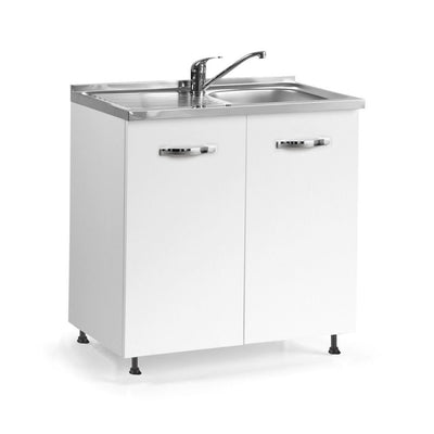 Sottolavello 80x60x82H cm 2 ante colore bianco frassinato lavello gocciolatoio sinistro incluso