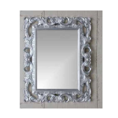 Specchiera Madrid con decoro in stile barocco argento