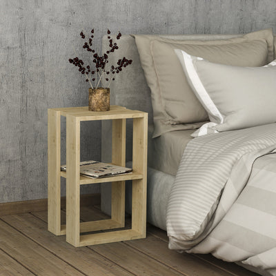 Tavolino comodino Lonie colore rovere