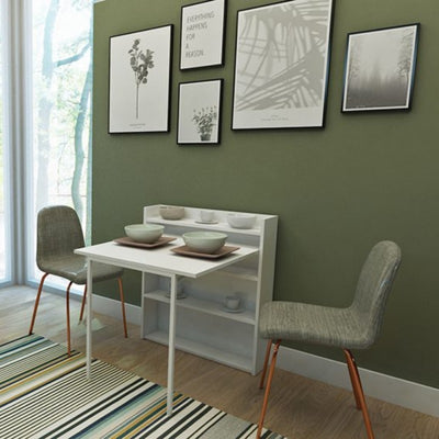 Scrivania tavolo a scomparsa Maso con mensole colore bianco