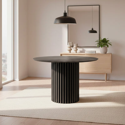 Tavolo Olympus con piano in irony grey super matt e struttura in legno nero