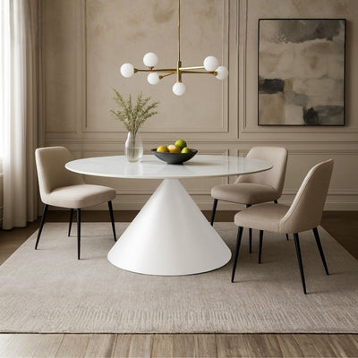 Tavolo ovale fisso Punto con piano effetto marmo bianco 200x100xH76 cm.